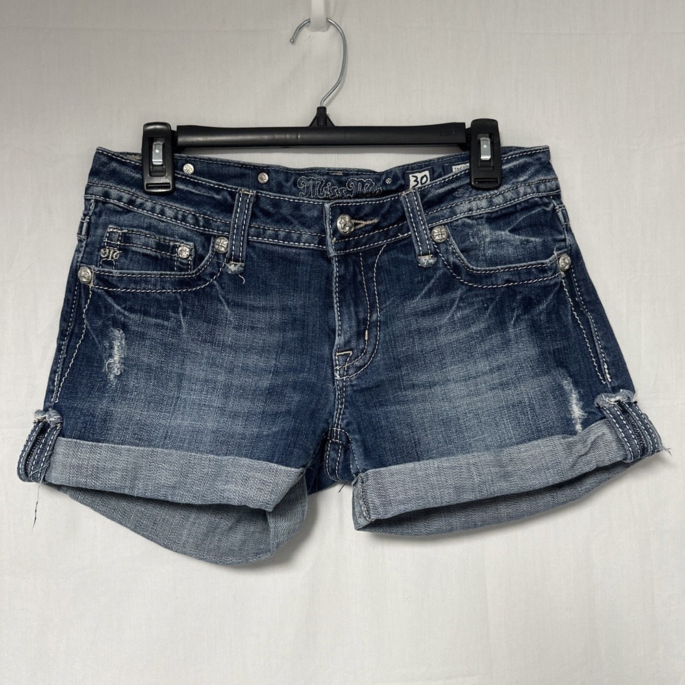 Miss Me Women's 30 Denim Jean Shorts JP5189H2 Flip Pockets Cowgirl Western Logo